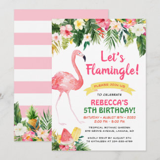 Lasst uns Flamingle Blumen Sommer Kindergeburtstag Einladung