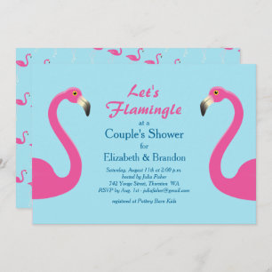 Lasst uns Flamingle Couple's Dusche einladen hellb Einladung