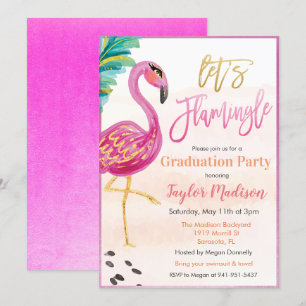 Lasst uns Flamingle Flamingo-Abschlussfeier-Einlad Einladung