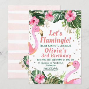 Lasst uns Flamingle Flamingo zum Geburtstag Einlad Einladung