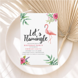 Lasst uns Flamingle Geburtstagsparty einladen Einladung