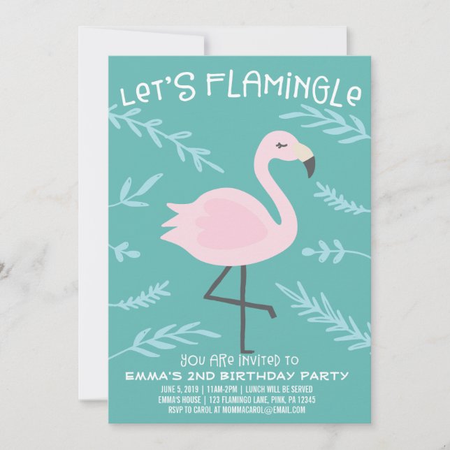 Lasst uns Flamingle Niedlich Flamingo Pastel Einla Einladung (Vorderseite)