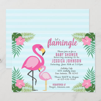 Lasst uns Flamingle Pink Flamingo Baby Dusche Einladung