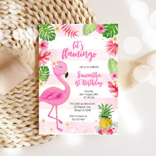 Lasst uns Flamingle Pink Girl Tropical Geburtstag Einladung