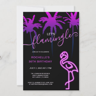 Lasst uns Flamingle Pink Neon Flamingo 30. Geburts Einladung