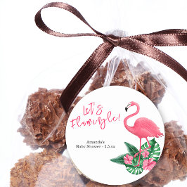 Lasst uns Flamingle spielen! Babyparty Runder Aufkleber