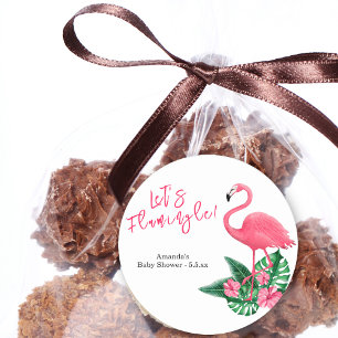 Lasst uns Flamingle spielen! Babyparty Runder Aufkleber