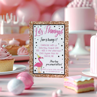 Lasst uns Flamingle spielen! Pink Flamingo Geburts Einladung
