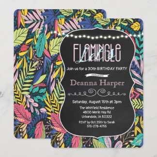 Lasst uns Flamingle Tropical Birthday Party Einlad Einladung