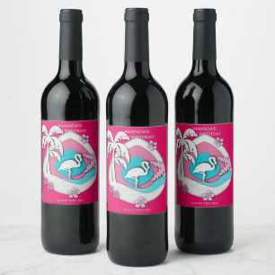 Lasst uns Flamingle Tropical Flamingo 60. Geburtst Weinetikett