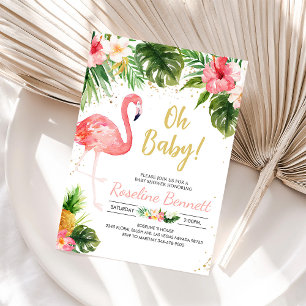 Lasst uns Flamingle Tropical Girl Baby Shower Einl Einladung