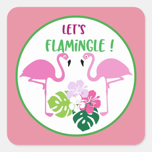 Lasst uns Flamingle words Beach Aufkleber (Vorderseite)
