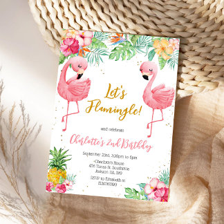 Lasst uns Flamingo Flamingle Tropical Geburtstag f Einladung