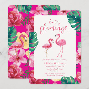 Lasst uns Flamingo Sommer Tropical Floral Baby Sho Einladung