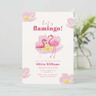 Lasst uns Flamingo Süße Tropische Florale Babypart Einladung