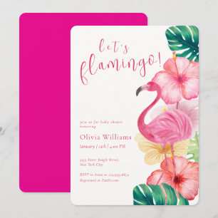 Lasst uns Flamingo Tropical Floral Baby Shower fei Einladung