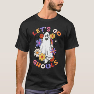 Lasst uns Flower Ghoul Retro Halloween gehen T-Shirt
