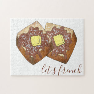 Lasst uns französische Toastscheiben mit Sirup und Puzzle