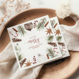 Lasst uns frohe rustikales Weihnachtsfest Brautpar Serviette