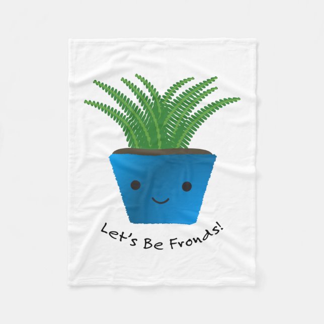 Lasst uns Fronds Niedlich Kawaii Fern sein Fleecedecke (Vorderseite)