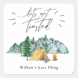 Lasst uns gebastelte Bachelorette-Geschenketikette Quadratischer Aufkleber