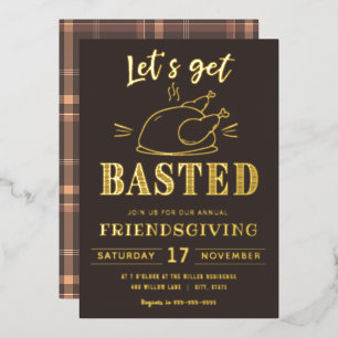 Lasst uns gebraten werden   Freundesdankfest-Folie Folieneinladung