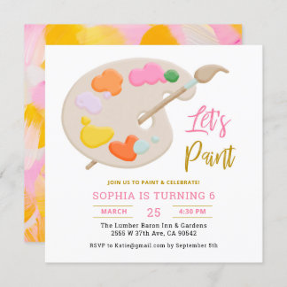 Lasst uns Geburtstagsparty Paint Art Painting feie Einladung