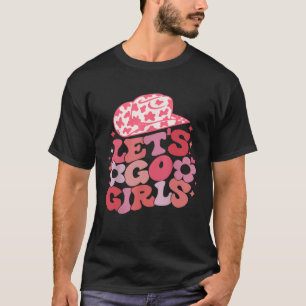 Lasst uns gehen Mädchen Rosa Cowgirl Hut Country V T-Shirt