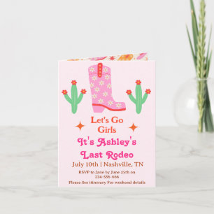 Lasst uns gehen Mädchen Rosa Cowgirl Junggesellinn Einladung