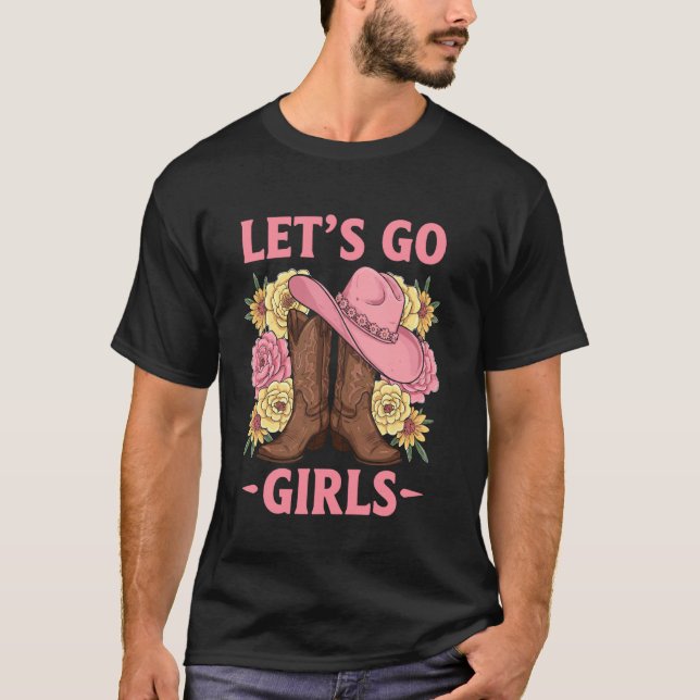 Lasst uns gehen Mädchen T-Shirts Retro Rodeo Weste (Vorderseite)