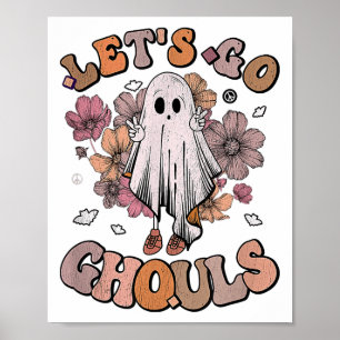 Lasst uns Ghouls Ghost 70er Hippie Halloween Herbs Poster