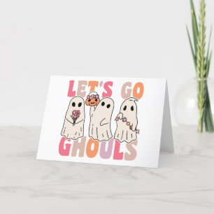 Lasst uns Ghouls Groovy Ghost mit Vintagen Blume g Feiertagskarte