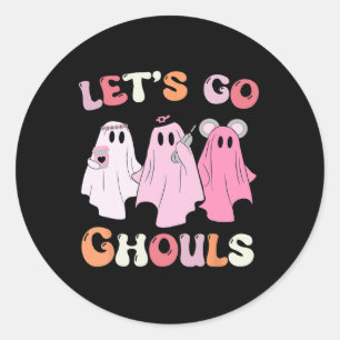 Lasst uns Ghouls Halloween Ghost Outfit Kostüm Ret Runder Aufkleber