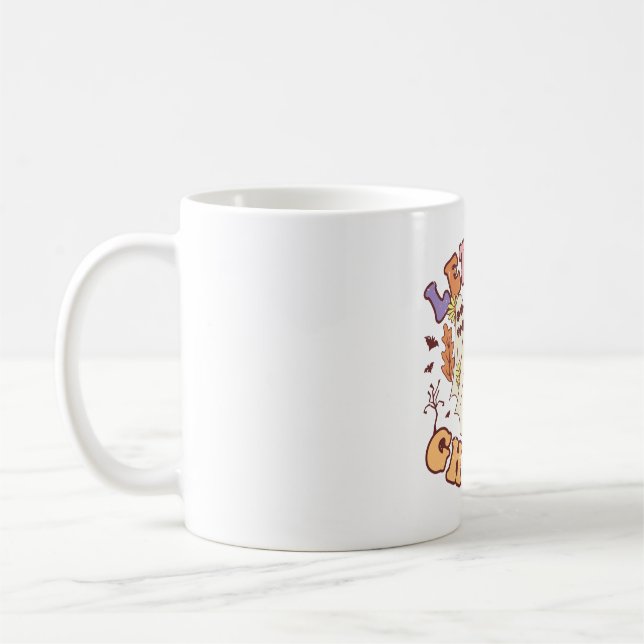 Lasst uns Ghouls Halloween Groovy Halbpenfall fall Kaffeetasse (Links)