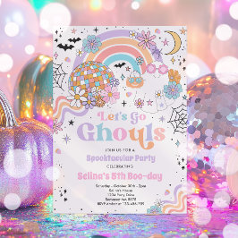 Lasst uns Ghouls Halloween Niedlicher Pink Ghost G Einladung