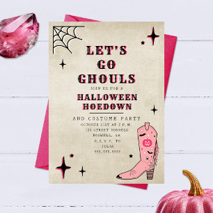 Lasst uns Ghouls Halloween-Party Pink Boot gehen Einladung