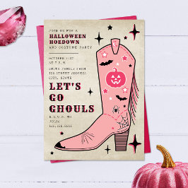 Lasst uns Ghouls Halloween-Party Pink Cowgirl Boot Einladung