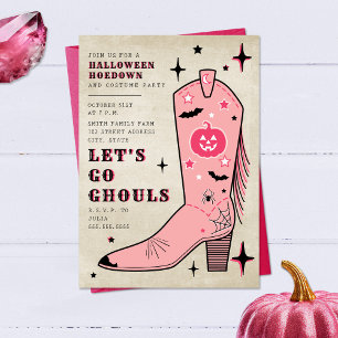 Lasst uns Ghouls Halloween-Party Pink Cowgirl Boot Einladung
