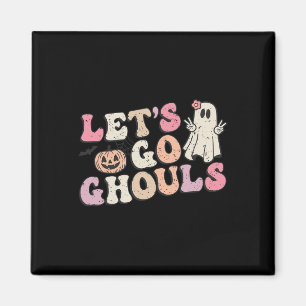 Lasst uns Ghouls Halloween Retro Ghost Pumpkin Wom Magnet