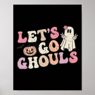 Lasst uns Ghouls Halloween Retro Ghost Pumpkin Wom Poster