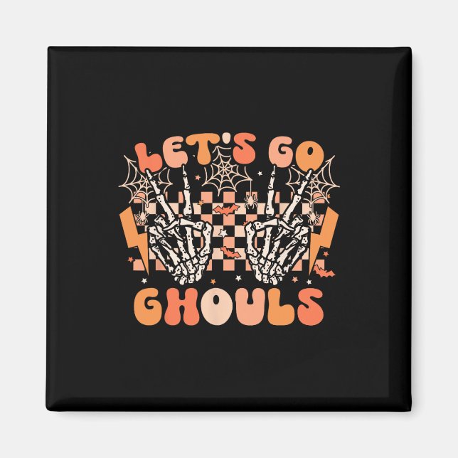 Lasst uns Ghouls Halloween Skeleton Kostüm Retro G Magnet (Vorne)