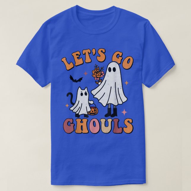 Lasst uns Ghouls Halloween Spooky Season Groovy Re T-Shirt (Design vorne)
