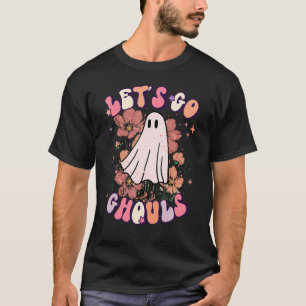 Lasst uns Ghouls Vintage Retro Groovy Blume gehen T-Shirt
