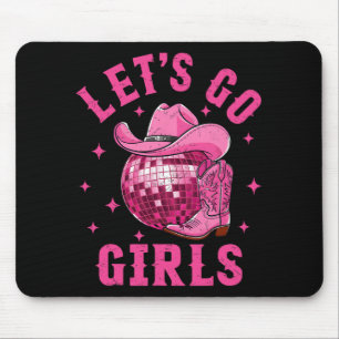 Lasst uns Girls Western Cowgirl Boot Hat Disco Bac Mousepad