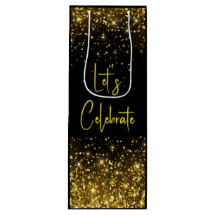 Lasst uns Glam Gold Glitter Wein-Tasche feiern Geschenktüte Für Weinflaschen