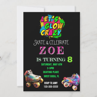 Lasst uns glühen Crazy, Neon Birthday Einladung