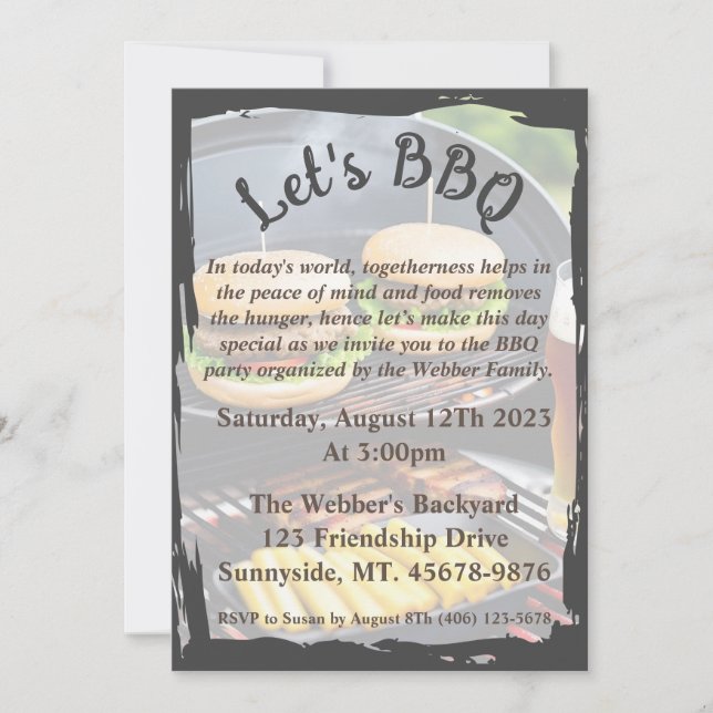 Lasst uns GRILLEN Flat Invitation 12x18 Card Einladung (Vorderseite)