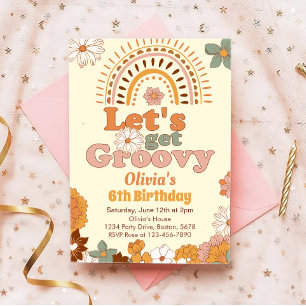 Lasst uns Groovy Rainbow zum Geburtstag einladen Einladung