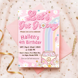 Lasst uns Groovy Retro Boho Daisy Rainbow zum Gebu Einladung