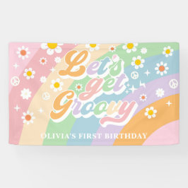 Lasst uns Groovy Retro Daisy Geburtstagsparty hole Banner